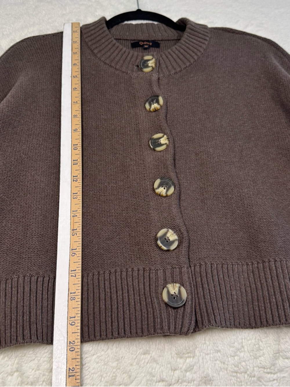 Quince Brown Cropped Button-Up Cardigan Sweater - Picture 8 of 9